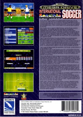 Sensible Soccer - International Edition (Europe) (En,Fr,De,It) box cover back